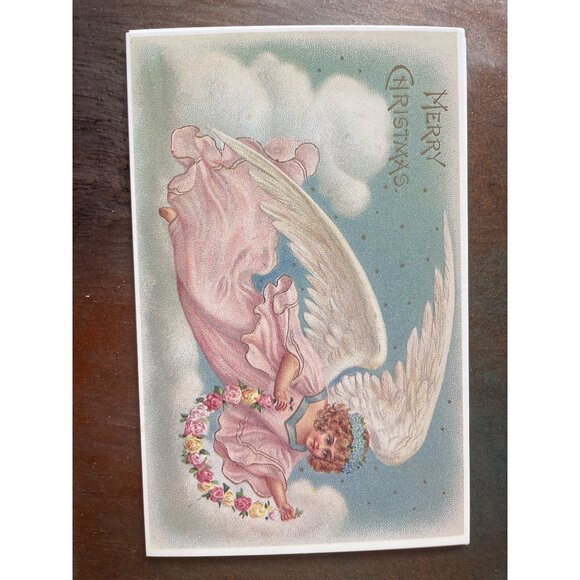 Vintage Victorian Christmas & New Year Postcards Set Girls Boys Santa Angels - Picture 10 of 11